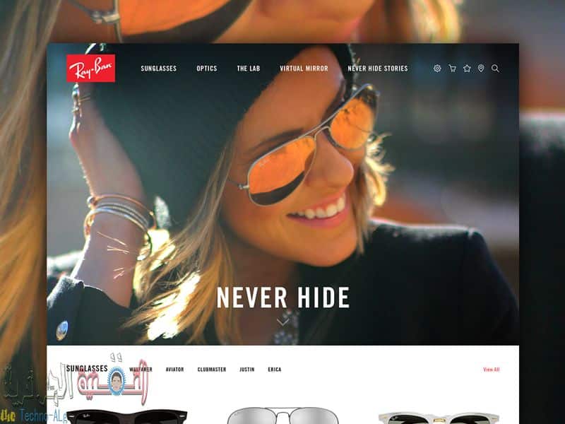 صورة لـ موقع يقدم لك خاصية تجريب جميع انواع النظارات باستعمال كاميرا هاتفك أو حاسوبك | rayban_website_dribbble_display_800-DzTechs