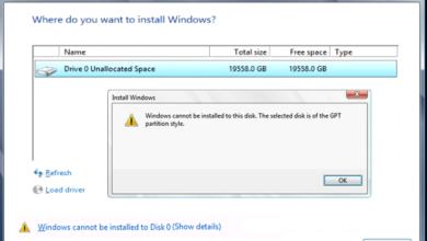 صورة لـ مشكلة Windows cannot be installed to this disk عند تثبيت ويندوز و كيف يمكن حلها | Win8GPTError