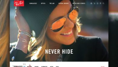 صورة لـ موقع يقدم لك خاصية تجريب جميع انواع النظارات باستعمال كاميرا هاتفك أو حاسوبك | rayban_website_dribbble_display_800