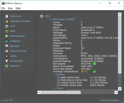 صورة لـ كيفية التحقق من درجة حرارة المعالج للكمبيوتر المحمول في Windows 10 | Laptop-Temperature-Speccy-CPU-DzTechs