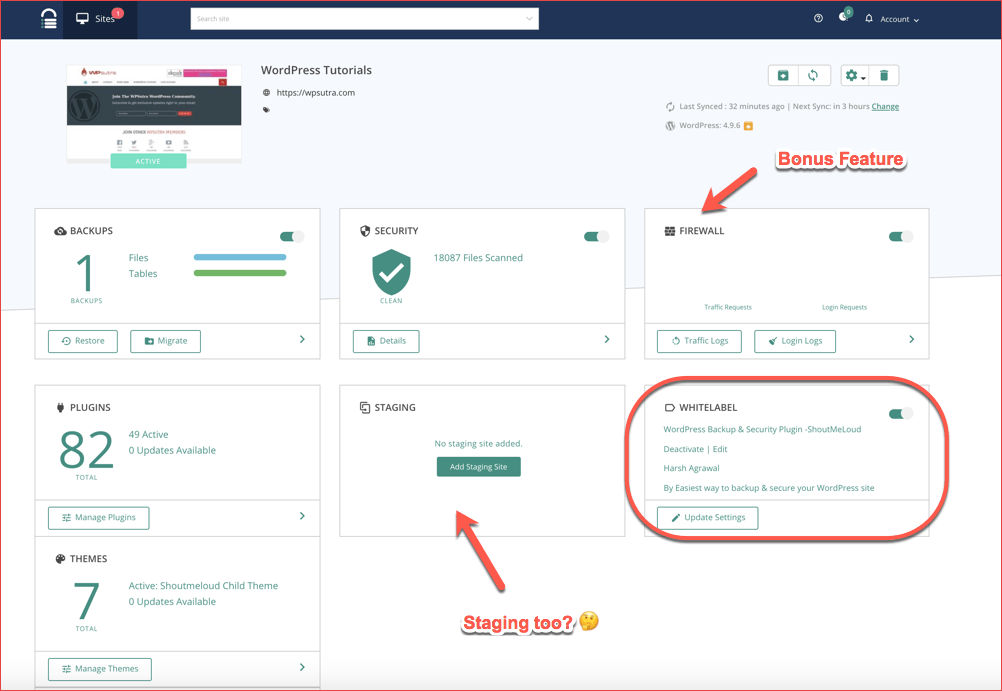 صورة لـ الدليل النهائي لإضافة BlogVault على WordPress للنسخ الاحتياطي التلقائي | BlogVault-Dashboard-DzTechs