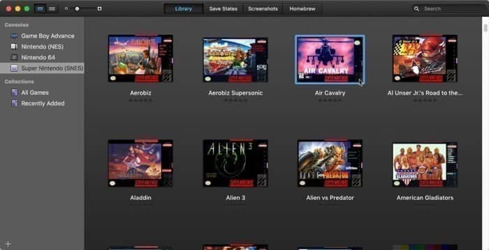 صورة لـ كيفية استخدام المحاكي لمُمارسة الألعاب الرجعية والقديمة على macOS | openemu-emulate-retro-games-macos-library-view-DzTechs