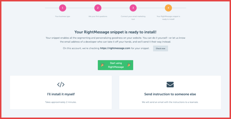 صورة لـ مراجعة RightMessage: إضافة التخصيص مع زيادة مبيعات منتجك الرقمي | rightmessage_setup6-e1550079559700-1-DzTechs