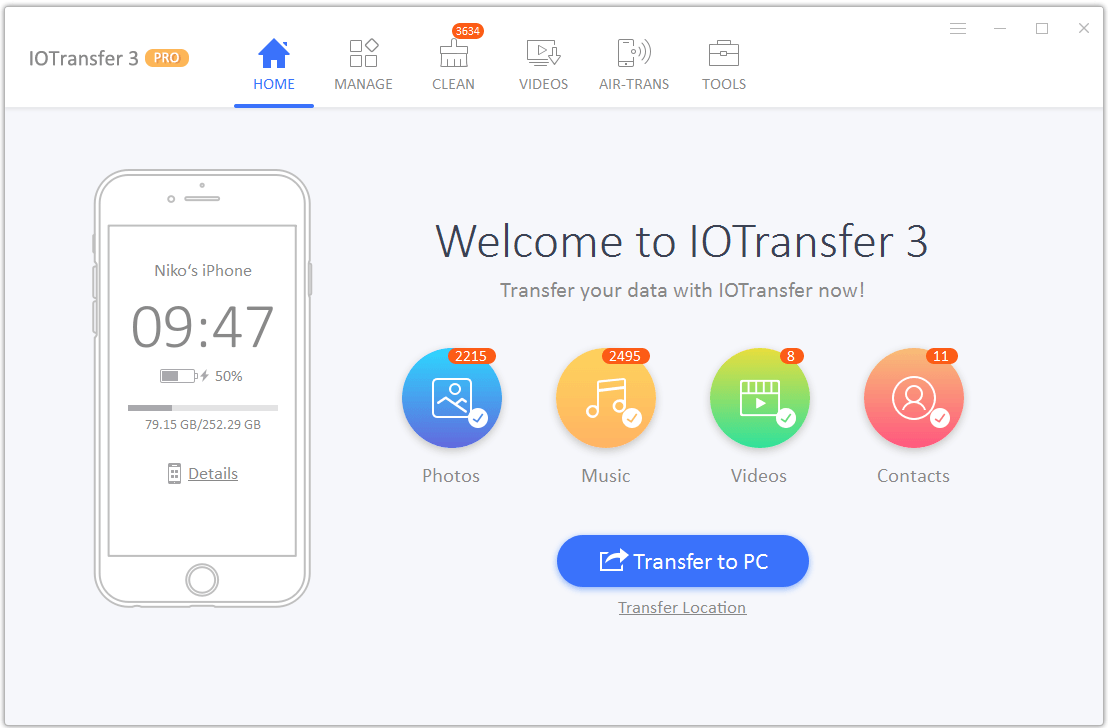 صورة لـ مراجعة IOTransfer 3 : أفضل برنامج لإدارة iPad / iPhone مع الكثير من الميزات | 2.-home-screen