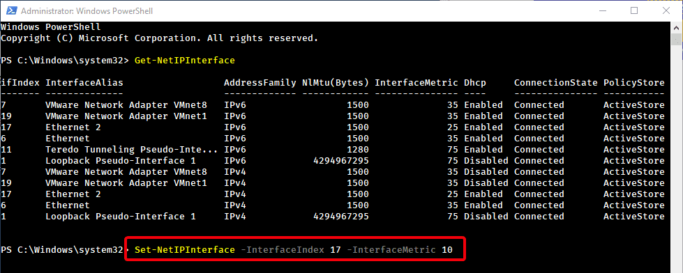 صورة لـ كيفية تغيير أولوية الشبكة في نظام Windows | change-network-priority-powershell-set-priority-DzTechs