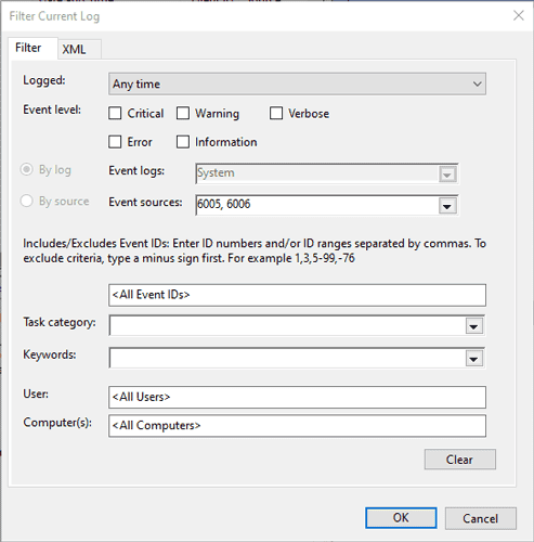 صورة لـ كيف تعرف وقت بدء تشغيل الكمبيوتر ووقت الإغلاق في Windows 10 ؟ | see-pc-startup-shutdown-history-event-viewer-filter-log-min-DzTechs