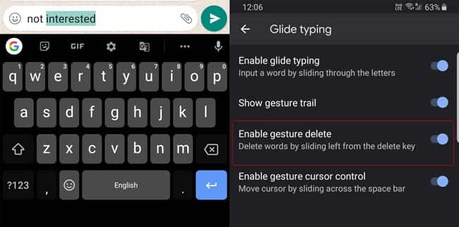 صورة لـ أفضل النصائح والحيل على Gboard التي من شأنها أن تزيد من كفاءة الكتابة | Gesture_Delete_Gboard-F08JsNfs-DzTechs