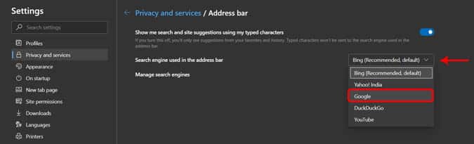 صورة لـ كيفية تغيير محرك البحث إلى Google على Edge Chromium | Screenshot_131-jrFhpQfs-DzTechs