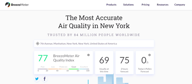 صورة لـ أفضل التطبيقات ومواقع الويب للتحقق من جودة الهواء في أي مكان | breezometer-1j4SdQfs-DzTechs