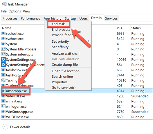 صورة لـ ما هي عملية Unsecapp.exe وهل هي آمنة؟ | Windows-End-Task-DzTechs