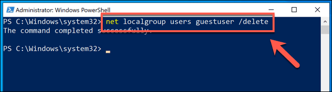 صورة لـ كيفية إنشاء حساب الضيف على Windows 10 | Windows-PowerShell-Remove-Guest-User-DzTechs