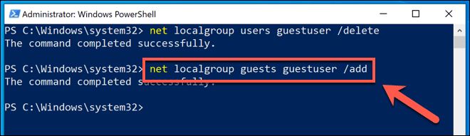 صورة لـ كيفية إنشاء حساب الضيف على Windows 10 | Windows-PowerShell-Set-Guests-User-Group-DzTechs