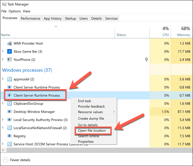 صورة لـ ما هي عملية Csrss.Exe في Windows وهل هي آمنة؟ | Windows_Open_Csrss_Location-JvijJggs-DzTechs