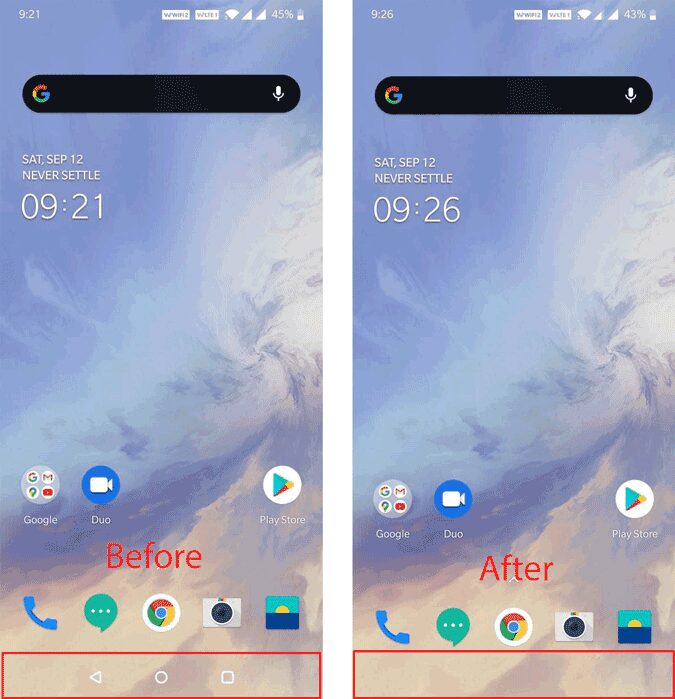 صورة لـ كيفية تمكين إيماءات التنقل على حساب مستخدم Oneplus الثانوي | before_after_oneplus_navigation-cJGF0ggs-DzTechs