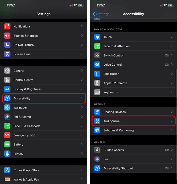 صورة لـ كيفية ضبط مستوى الصوت بشكل مختلف على الجانب الأيسر والأيمن من السماعات | ios_accessibility_settings_and_audio_visual-vvk2dfgs-DzTechs