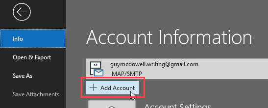 صورة لـ كيفية تكوين إعدادات Gmail IMAP في Outlook | outlook-add-add-account-DzTechs