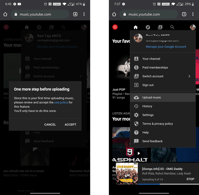 صورة لـ كيفية تحميل الموسيقى إلى YouTube Music من الهاتف المحمول | sons_getting_uploaded-tD69Iggs-DzTechs