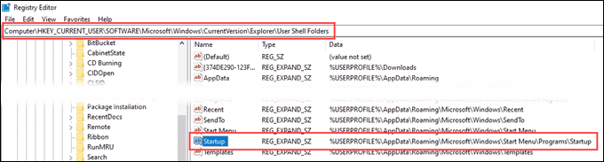 صورة لـ مجلد بدء تشغيل Windows 10 لا يعمل؟ نصائح استكشاف الأخطاء وإصلاحها لتجربتها | users-shell-folders-key-DzTechs