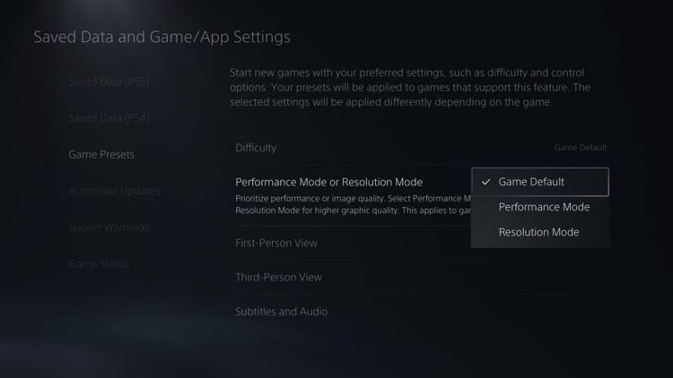 صورة لـ كيفية اختيار إعدادات اللعبة الافتراضية في جميع ألعاب PS5 | 1tpX1FiBS_LSk9XgR2PD8Pg-DzTechs