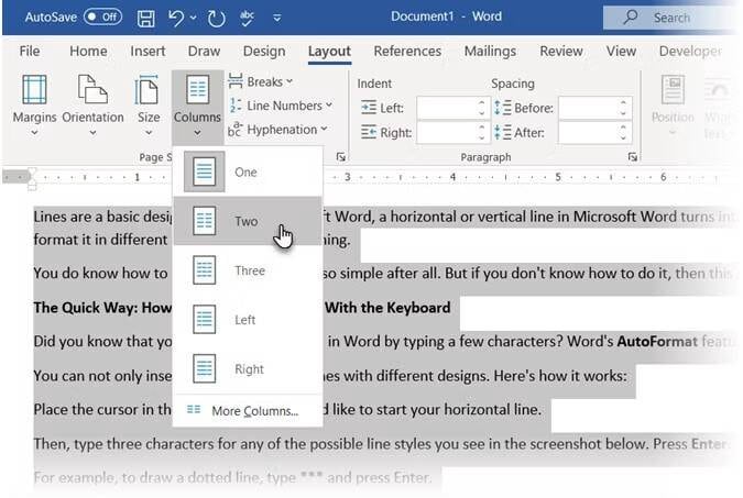 صورة لـ كيفية إدراج خط أفقي أو عمودي في Microsoft Word | 1eAOhl83Y3ZUA5P9jqF9_jg-DzTechs