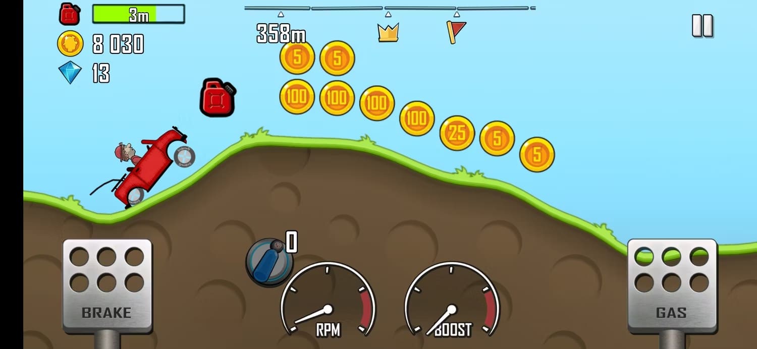 صورة لـ أكثر ألعاب Android تنزيلًا في كل الأوقات | hill-climb-racing-gameplay-showing-collectables