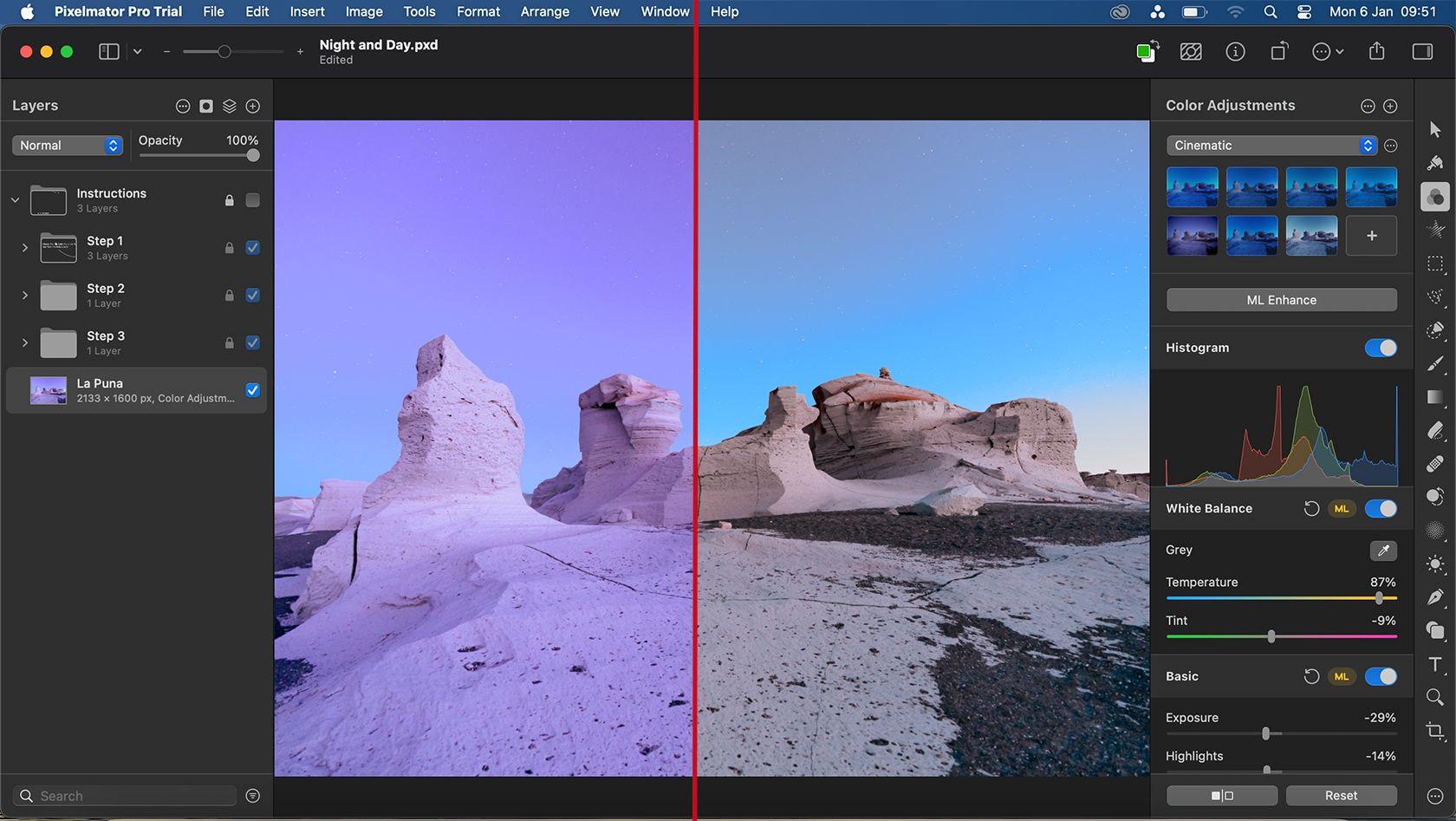 Pixelmator Pro ML Enhance Before and After