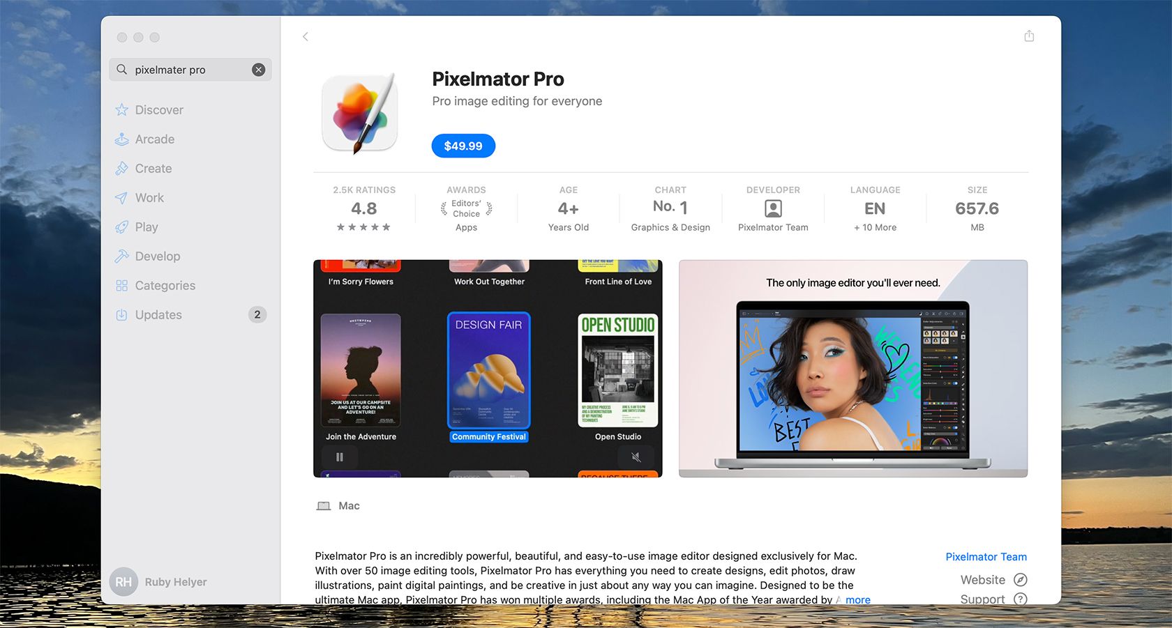 Pixelmator Pro pricing in App Store