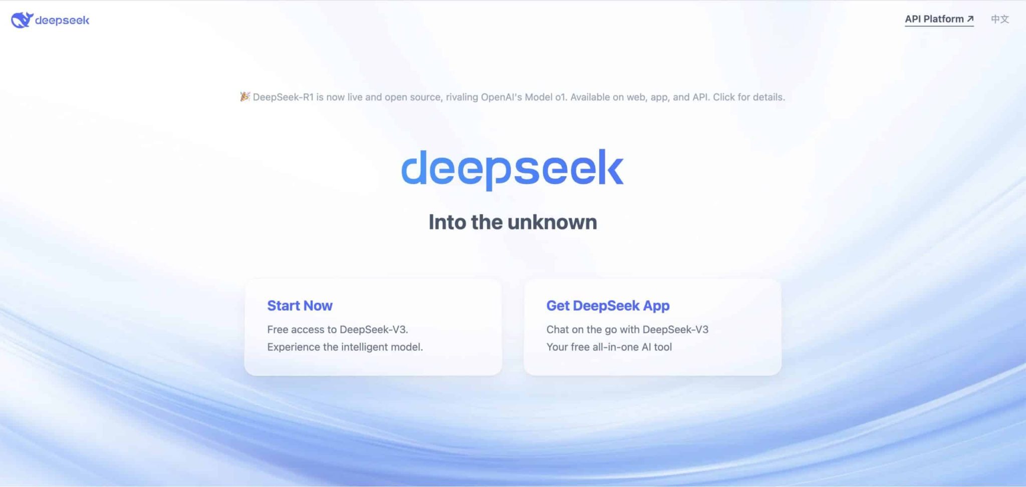 صفحة DeepSeek الرئيسية