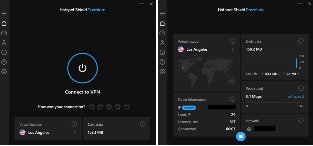 لقطة شاشة لتطبيق Hotspot Shield على Windows