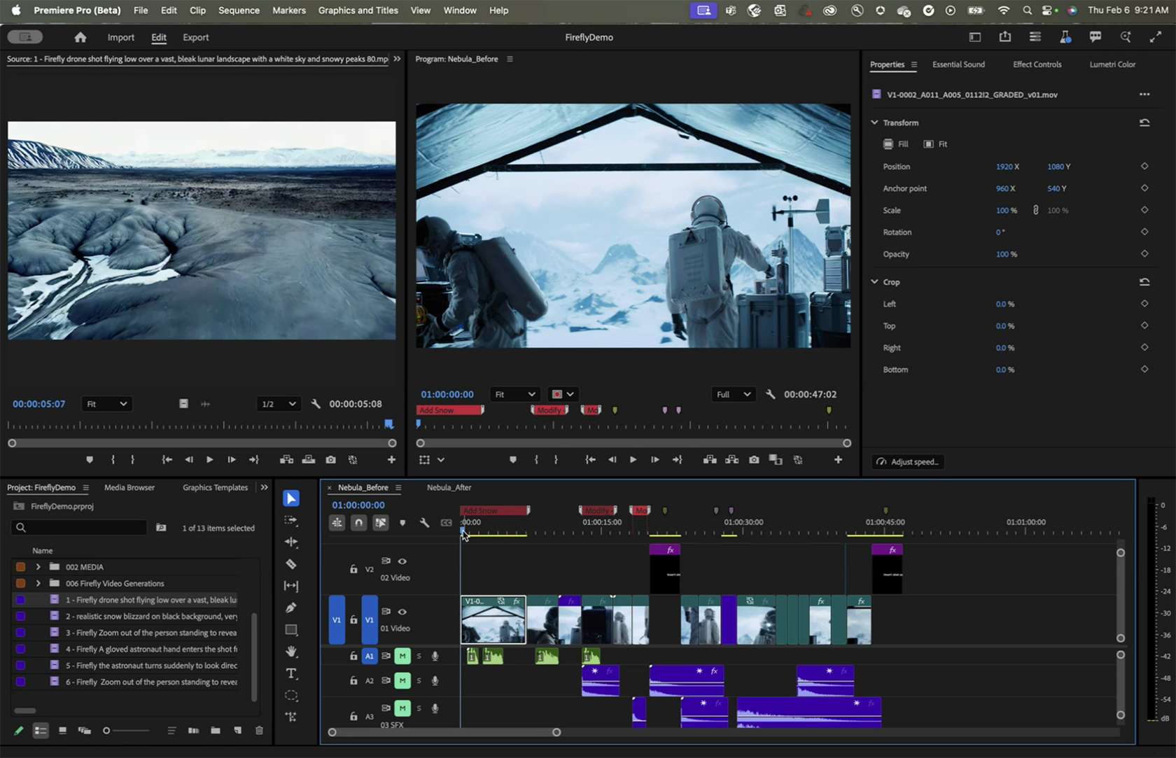 ميزة Generative Extend في برنامج Adobe Premiere Pro