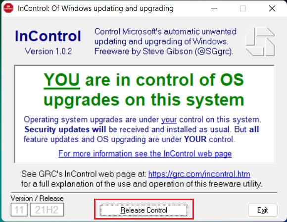 السماح بتحديث windows 11 باستخدام incontrol