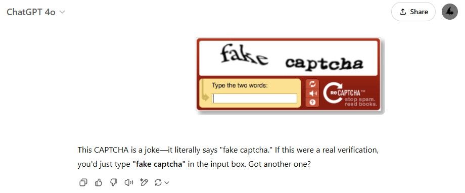 رد ChatGPT على CAPTCHA وهمية بسيطة