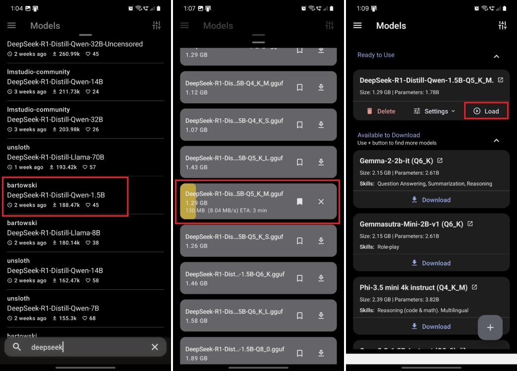 تحميل نموذج deepseek r1 على Android محليًا