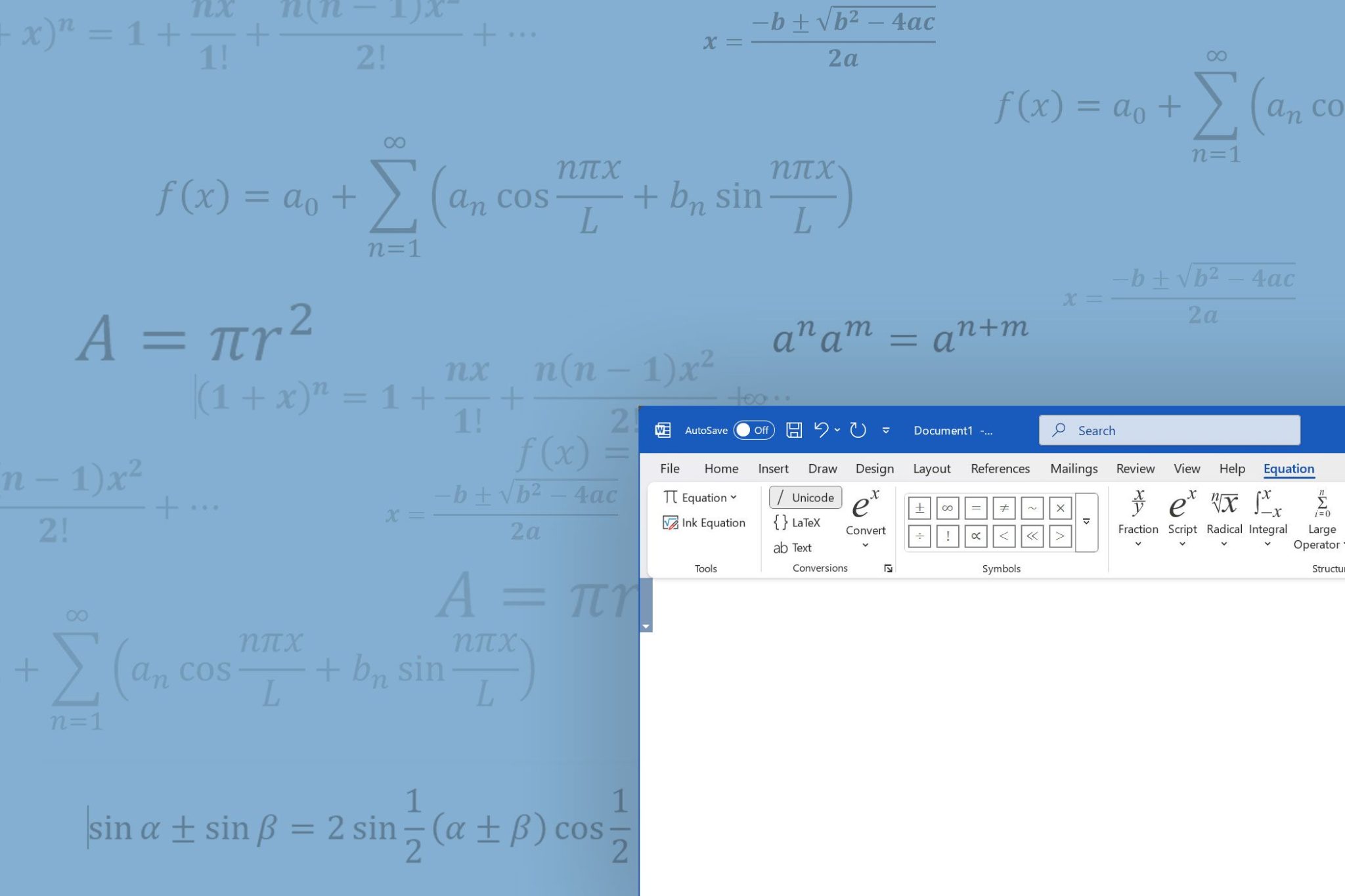 Microsoft Word and Equations