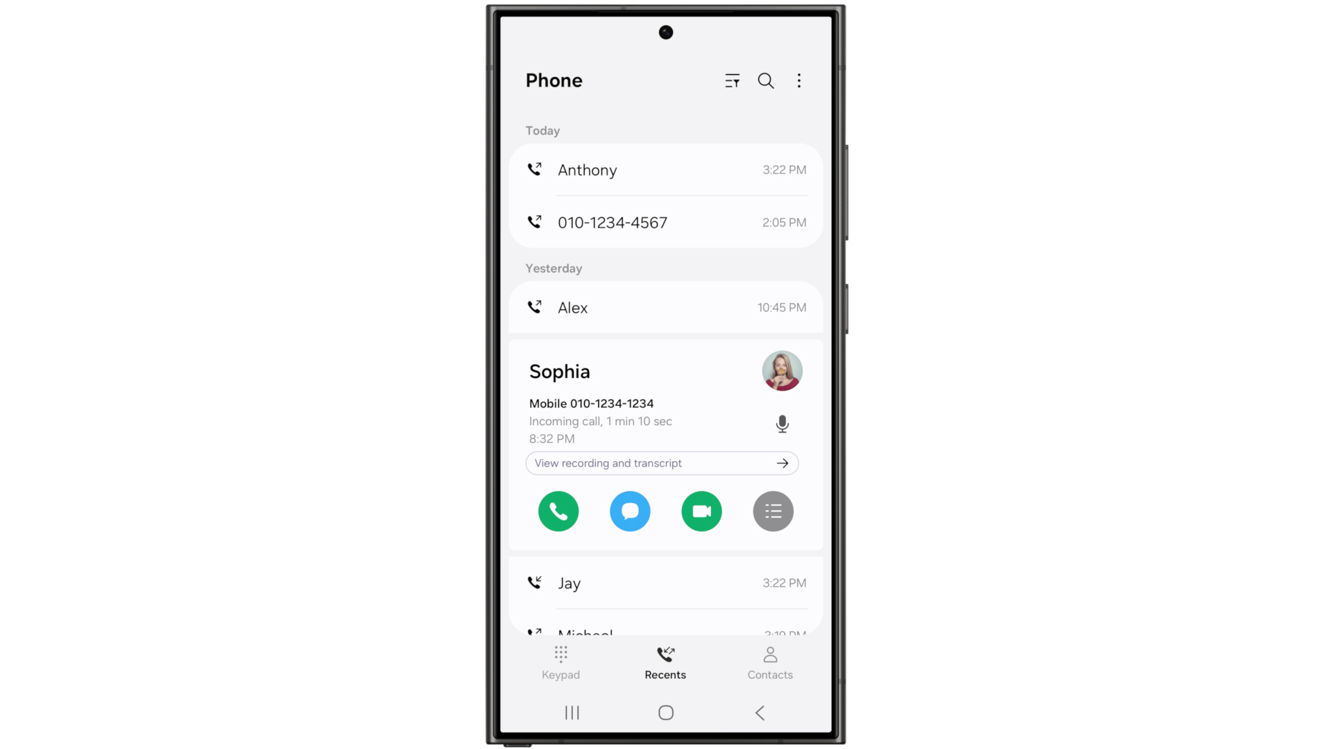 One UI 7 Call Recording and call transcripts