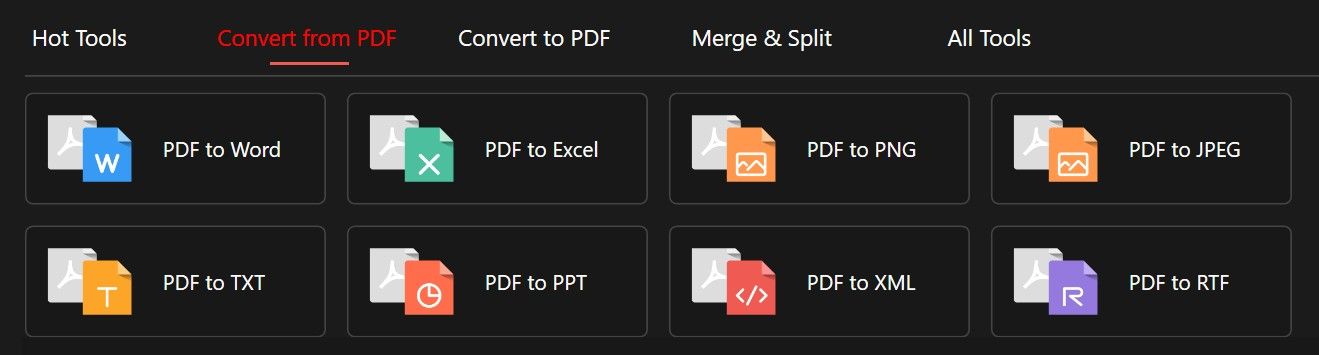 PDFGear: Convert from PDF