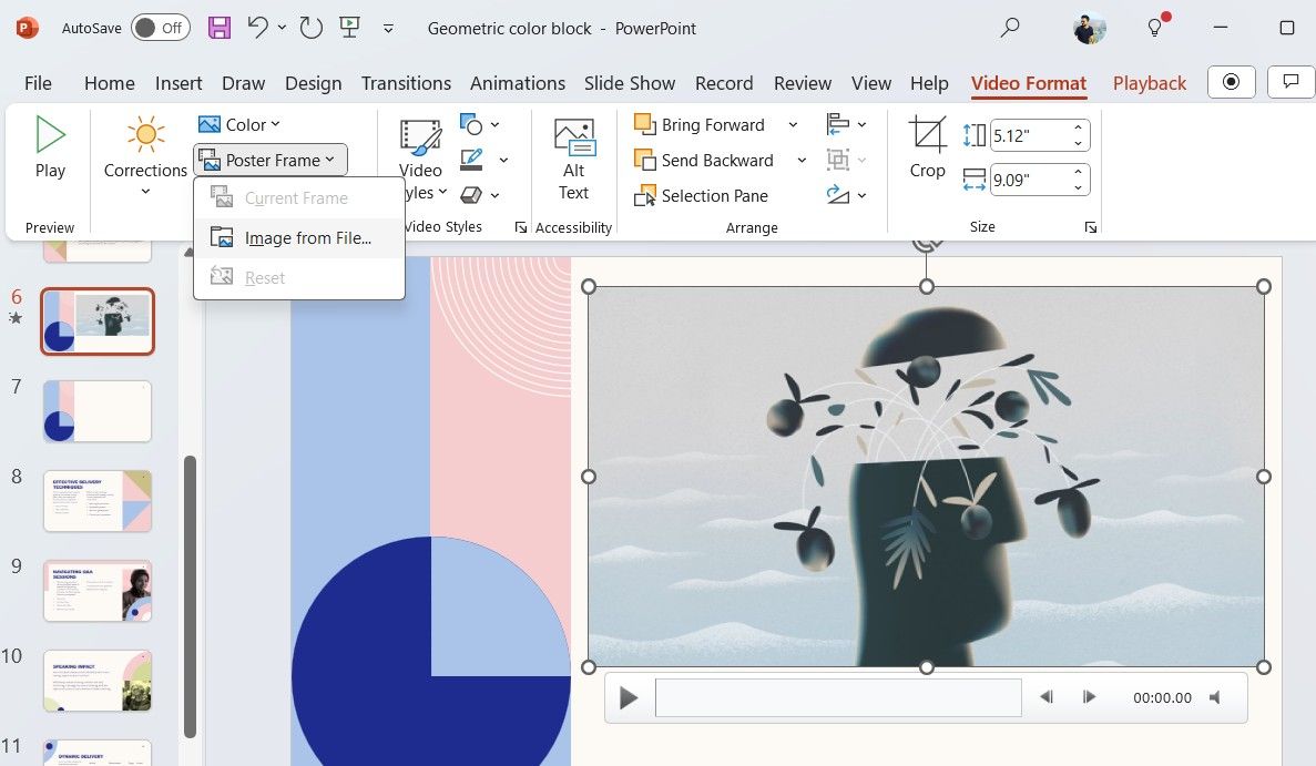 خيار إطار الملصق في عرض PowerPoint التقديمي