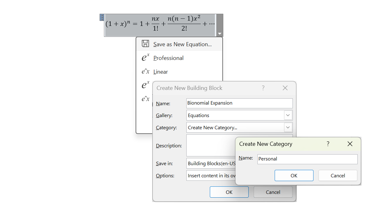 Saving an Equation in Microsoft Word