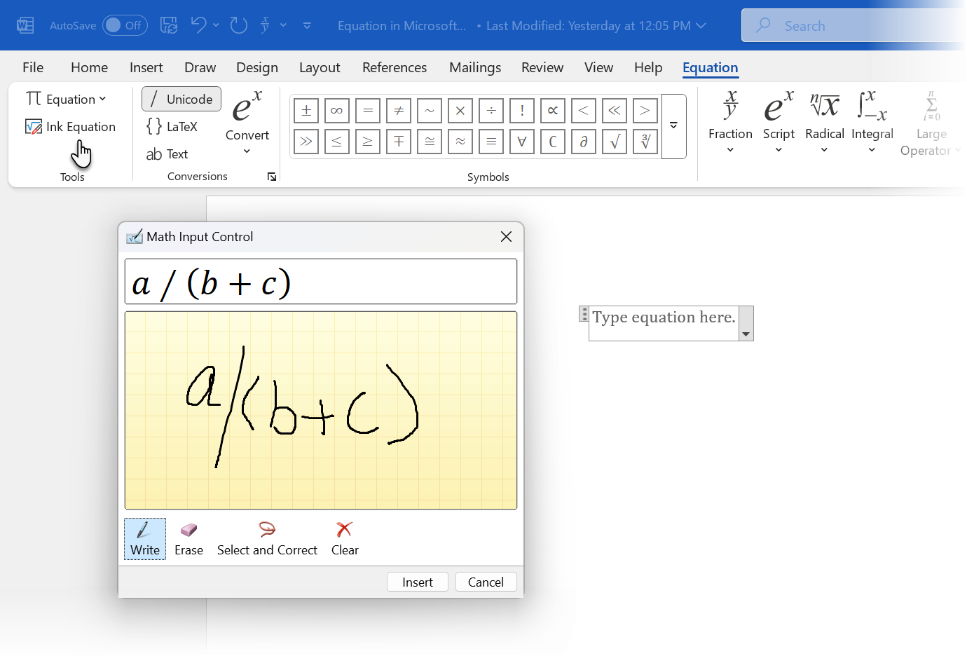 Word Ink Equation